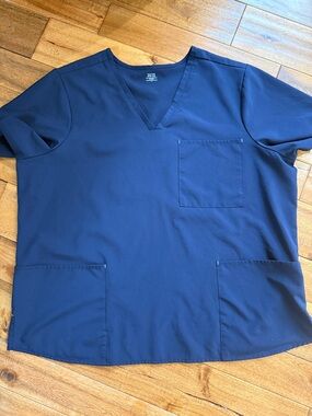 Women's Navy Scrubs V-Neck Pocket Top